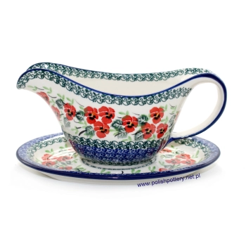 Sosjerka 0,6L z podstawką II Gatunek dek. 2538X Czerwone Bratki